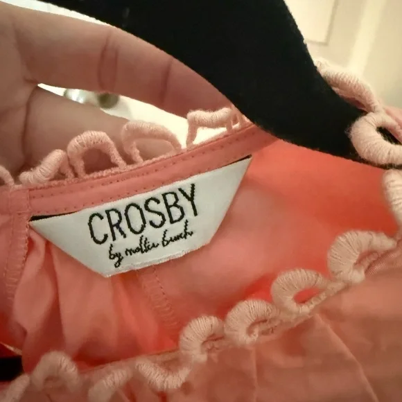 CROSBY by Mollie Burch Becky Pink Cap Sleeve Blouse with Bib Collar - Picture 6 of 6